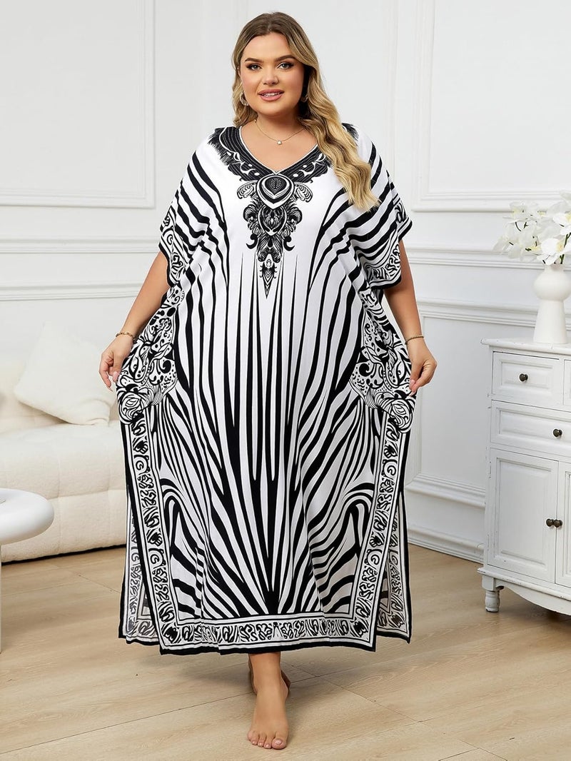 IMAGEKOPE Kaftan Dresses for Women Plus Size Bathing Suit Cover up Caftan Maxi Beach Dresses - Image 4